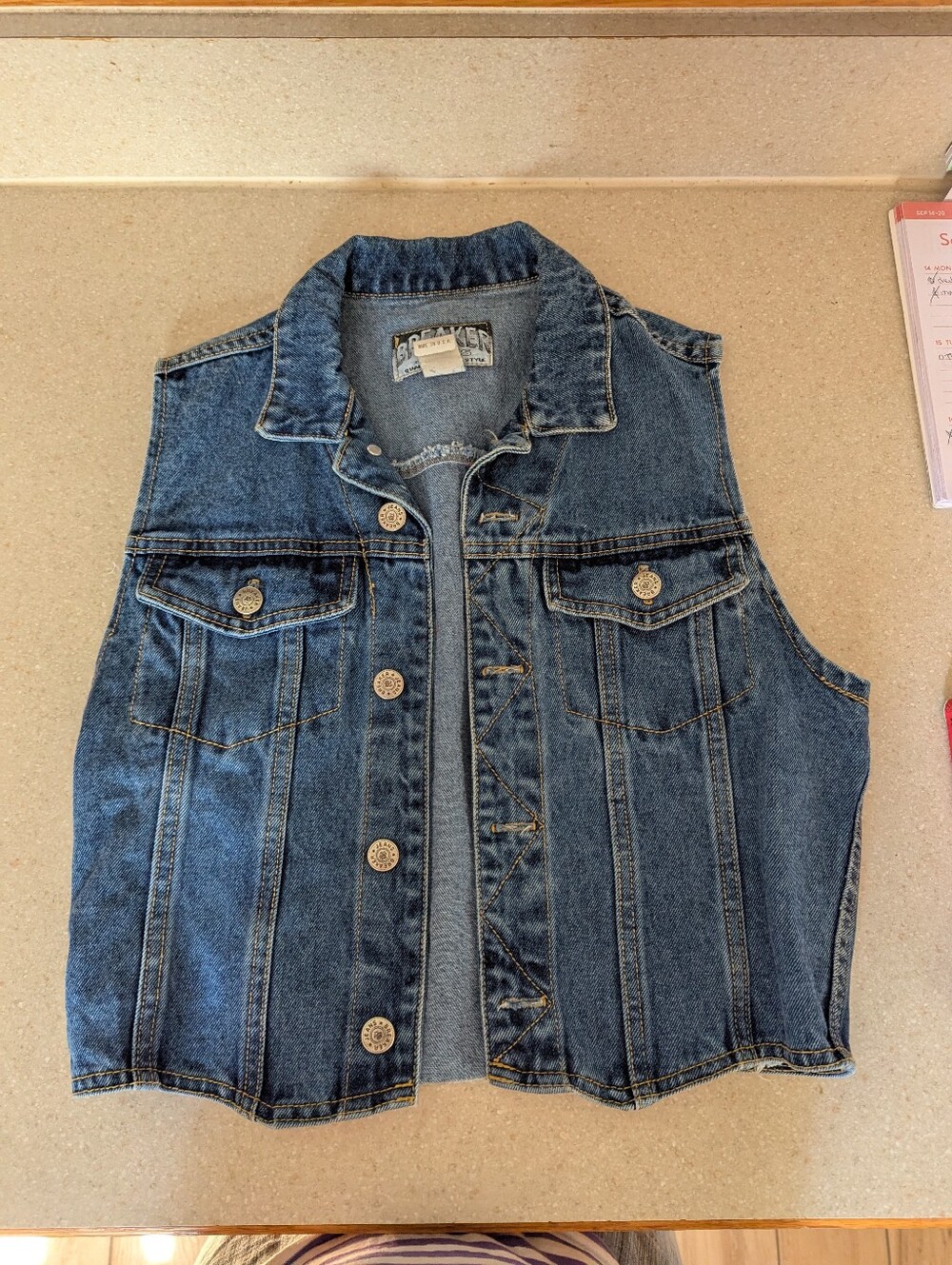 vintage Breaker jeans Denim blue Vest Women size S Small Made in USA